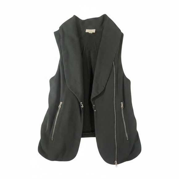 Witchery Jackets & Blazers - Witchery Womens Black Wool Blend Sleeveless Vest Shawl Collar Zip Pocket Size S